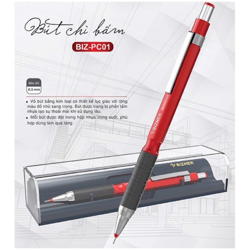 [ Chính hãng ] Bút chì bấm cao cấp Bizner BIZ-PC01, net 0.5mm ( 1 cây / hộp ) hàng có kiểm tra chất lượng và an toàn