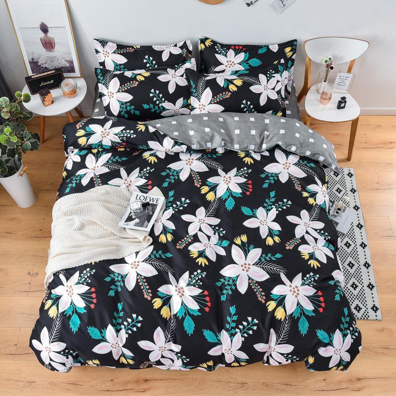 Bộ Chăn Ga Gối Cotton Poly Nhập Khẩu - Hoa Năm Cánh Trắng (SP000955) FS