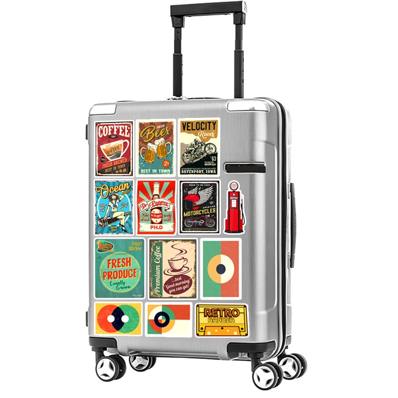 Sticker Vintage Retro hình dán chống nước dán mũ bảo hiểm, laptop, điện thoại, đàn guitar, vali, xe máy, ván trượt