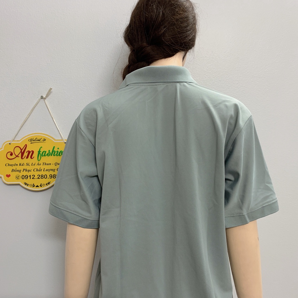 Áo polo màu xám vải poly Thái cao cấp cho nam nữ _ Hình chụp thật
