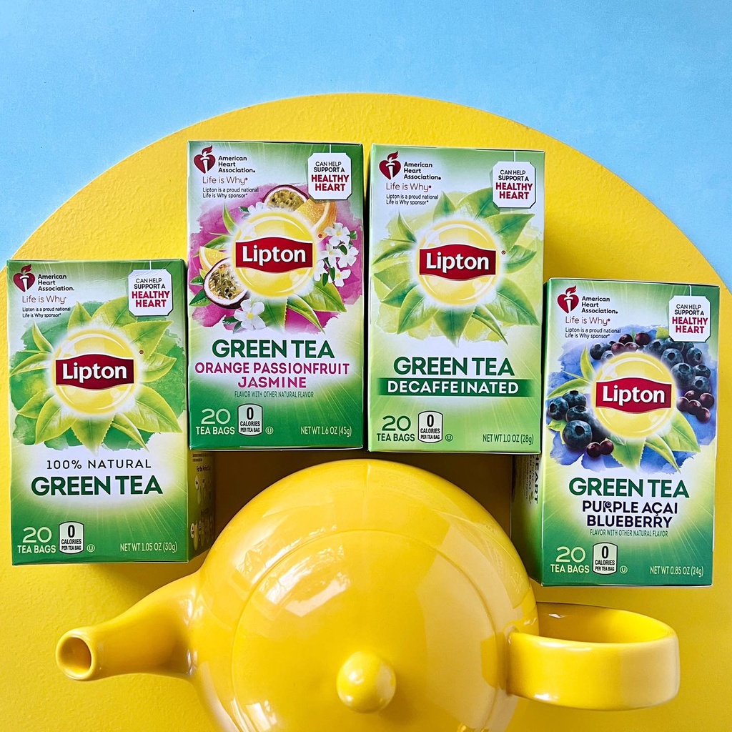 Set lẻ 5 gói trà túi lọc Lipton (hàng Mỹ) - trà xanh hỗ trợ sức khỏe tim mạch