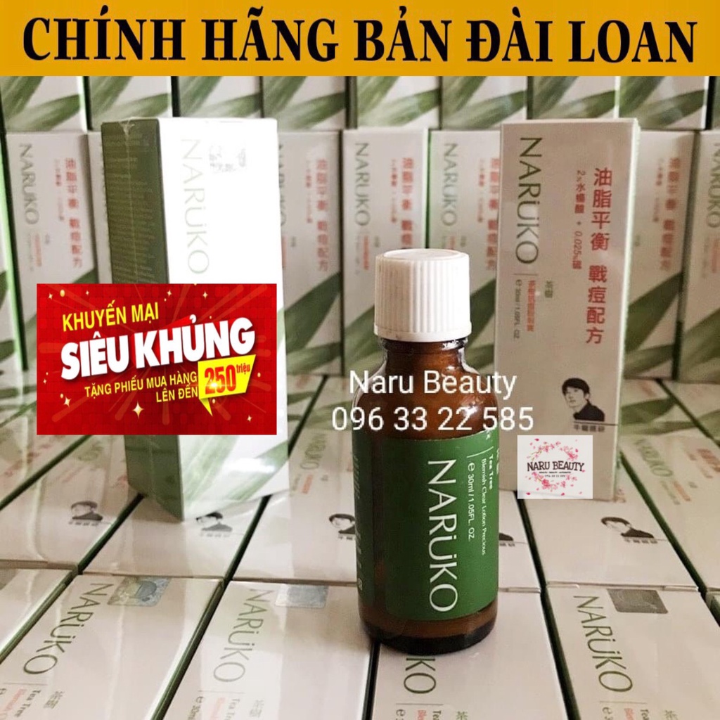 [CHÍNH HÃNG ĐÀI LOAN] Naruko Lotion đậm đặc đẩy mụn ẩn, mụn đầu đen, mụn cám trà tràm