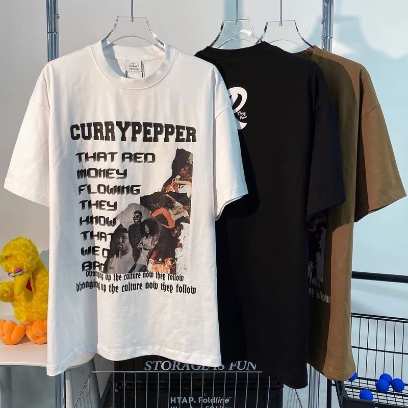 Áo phông CURRY ban nhạc RAP chất liệu vải cotton 100% form oversize