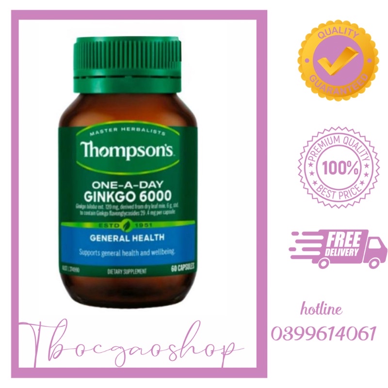 Viên uống bổ não Thompson Ginkgo Biloba 6000mg Úc lọ 60 viên