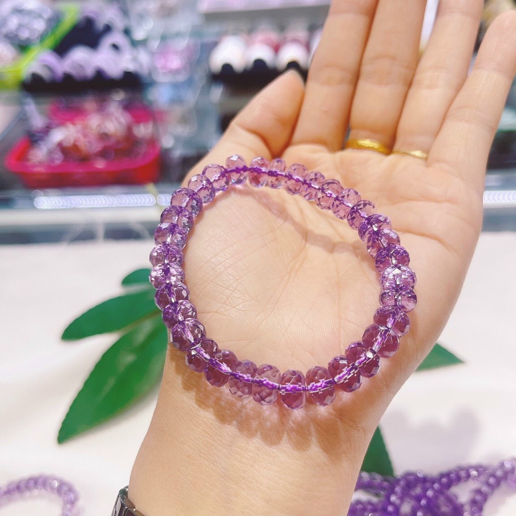 Vòng Tay Thạch A Tím Lavender Cắt Giác Siêu Đẹp Nhiều Size