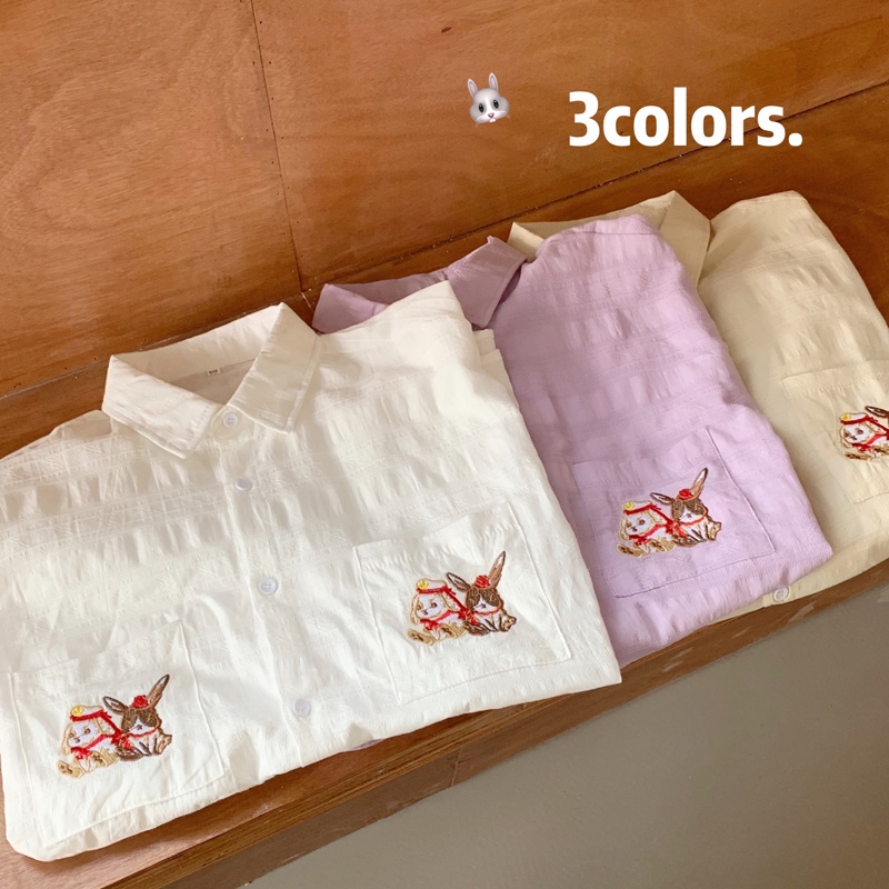 Áo sơ mi tay ngắn dáng rộng phong cách retro Pháp