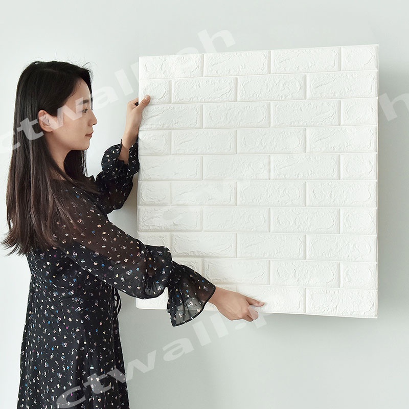 Miếng Dán Tường Bằng Xốp PE Họa Tiết Gạch 3D Cách Âm Chống Thấm Nước Chống Va Chạm Trang Trí Nhà Cửa DIY