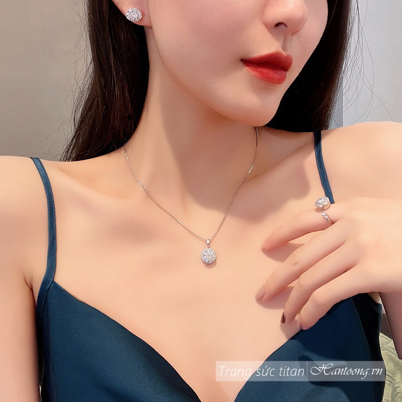 Dây chuyền nữ mạ bạc mặt xoay chuyển độc đáo đính đa pha lê cao cấp thời trang sang trọng mẫu mới 2023