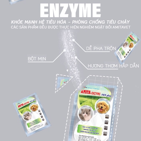 Men tiêu hóa cho chó mèo ENZYME 35g Từ AMITAVET giúp thú cưng tiêu hóa tốt  phân hết mùi hôi thối điều tiết hệ tiêu hóa