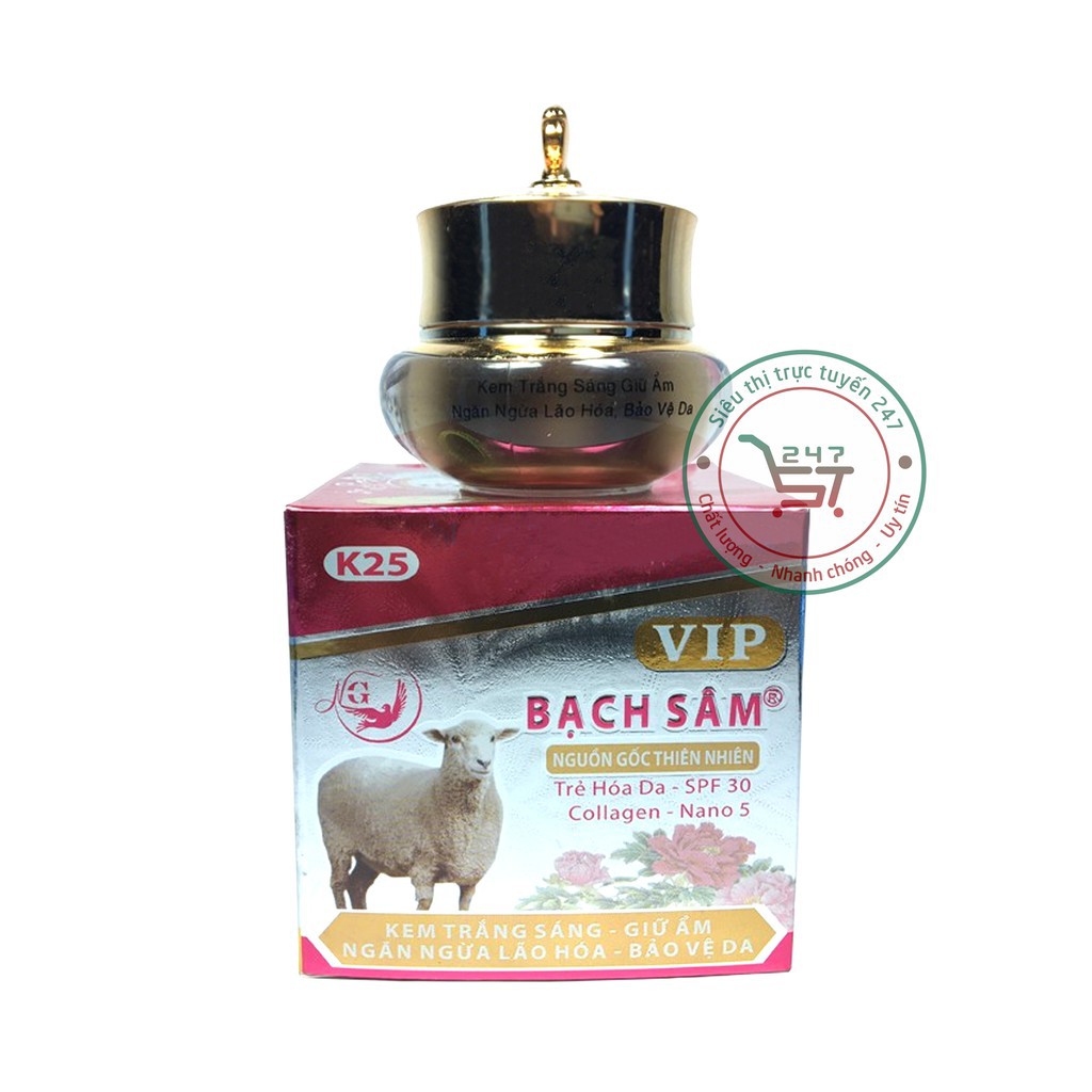 Kem trắng sáng - Giữ ẩm - Ngăn ngừa lão hóa - Bảo vệ da Bạch sâm K25 35g (Tím - Xám)