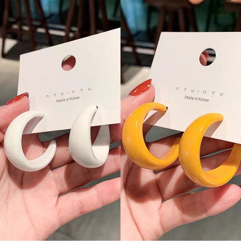 Khuyên Tai Dạng Vòng Bằng Nhựa Acrylic Phong Cách Thời Trang Dành Cho Nữ