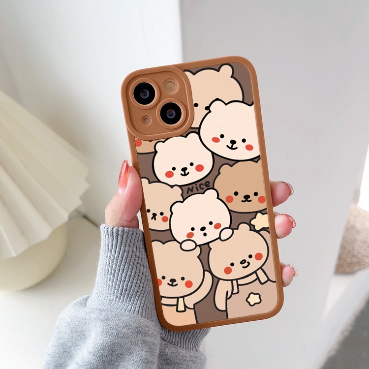 Ốp lưng iphone cạnh vuông lỗ camera gấu và heo 6/6splus/7/7plus/8/8plus/x/xr/xs/11/12/13/pro/max/plus/promax-Awifi U1-11