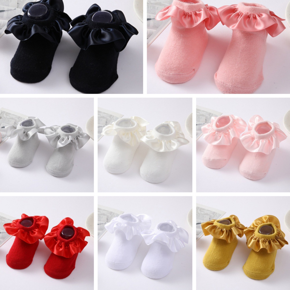 Vớ Cotton Satin Cổ Thấp Thoáng Khí Dành Cho Bé Gái