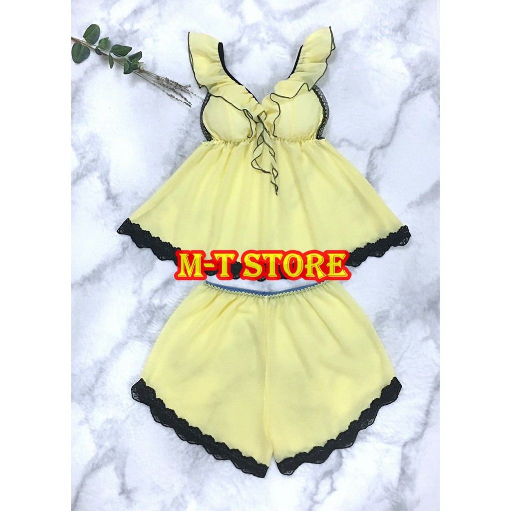 Đồ ngủ voan sexy phối ren cực gợi cảm free size 40-60 ký, vải mỏng mát kiểu dáng sexy quyến rũ có mút ngực siêu sang