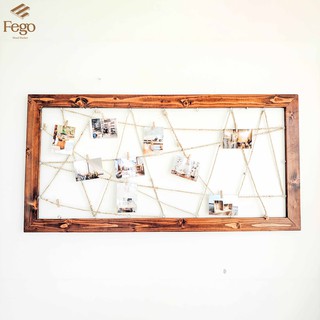 Khung Ảnh Lưới FEGO - Khung Treo Ảnh Kèm Kẹp Gỗ 120x60cm - Nội Thất Gỗ Thông Tự Nhiên Decor Trang Trí Nhà Cửa