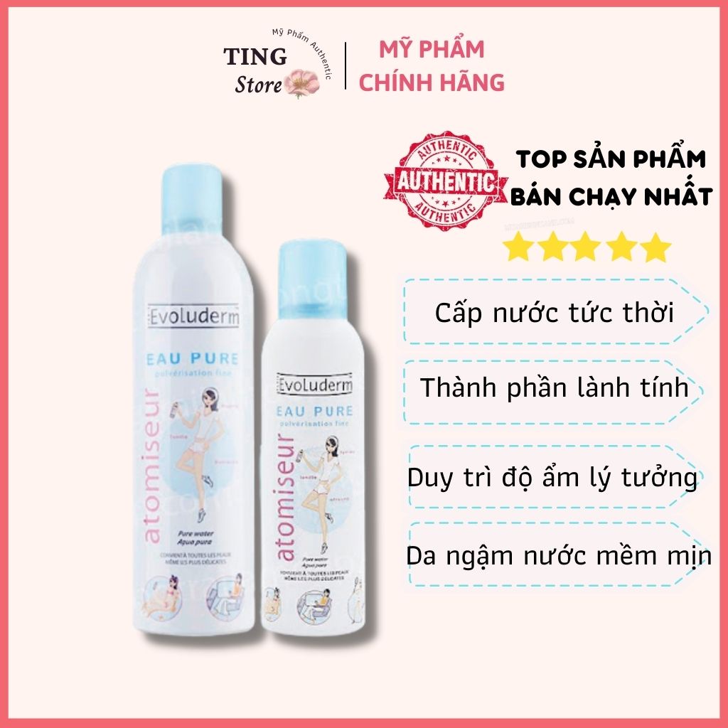 Xịt khoáng Evoluderm Pháp  cấp nước làm dịu da loại 150ml/400ml