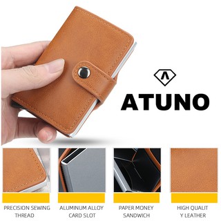 Ví mini cầm tay, đựng thẻ ATM, giấy tờ tùy thân ATUNO AT01 nhiều ngăn kèm nút bấm