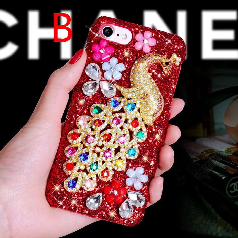 Ốp Điện Thoại Cứng Họa Tiết Chim Công Đính Đá Cho iPhone 14 12 13 11 Pro Max 6 6S 7 8 Plus XSMax XR X XS SE 2020 12MINI 13
