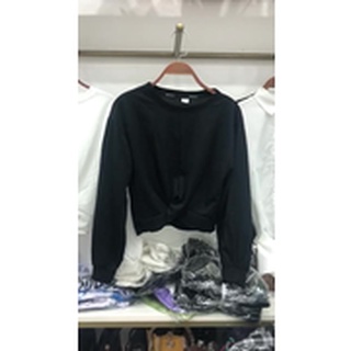 Áo Croptop Nỉ Xoắn Eo Dài Tay BASIC (Ảnh thật)
