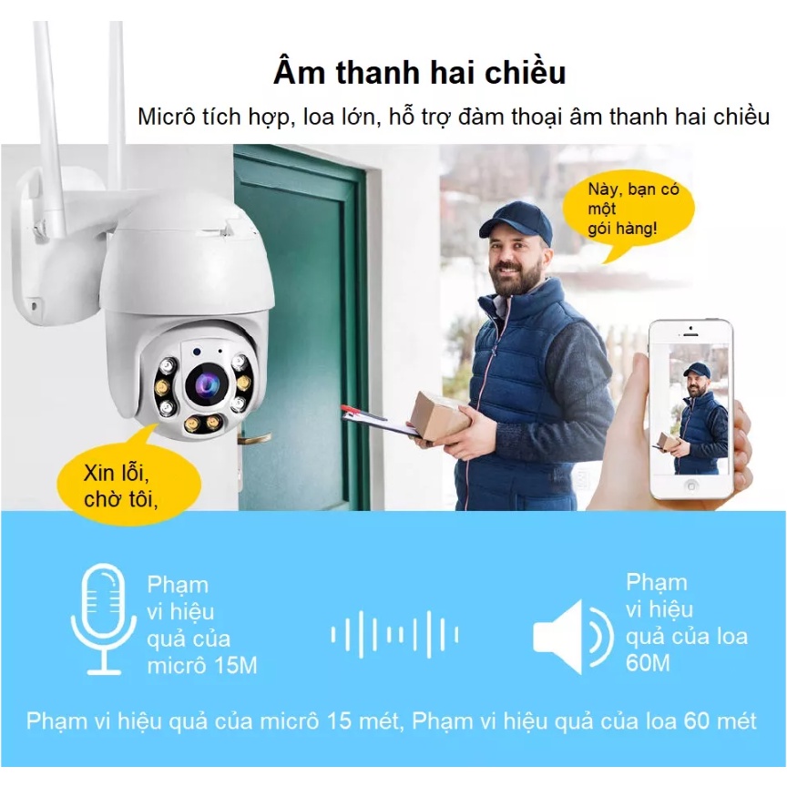 Camera IP Wifi V380 Pro Ngoài Trời Xoay 360 - Hỗ Trợ Xem Màu Ban Đêm - Phát Hiện Chuyển Động Thông Minh - Bảo Hành 12T