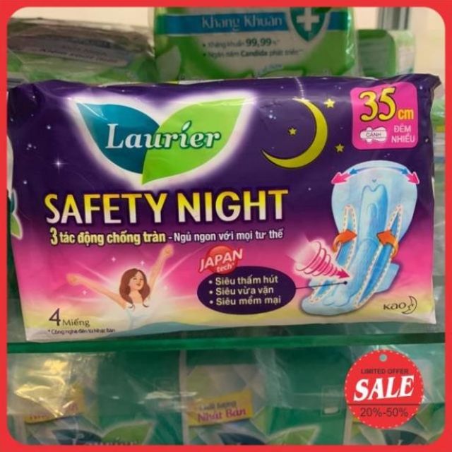 Băng vệ sinh ban đêm siêu bảo vệ Laurier SAFETY NIGHT 4miếng