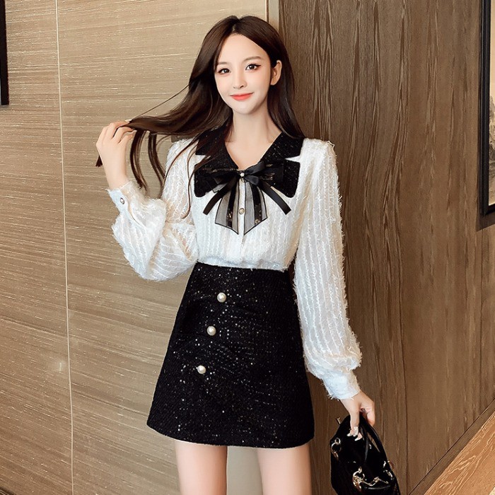 Set Áo Dài Tay + Chân Váy Thời Trang Dành Cho Nữ