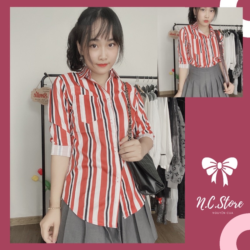 Áo Sơ Mi Nữ Lụa Nữ Kẻ Sọc ❤️ Hàng Đẹp❤️ | BigBuy360 - bigbuy360.vn