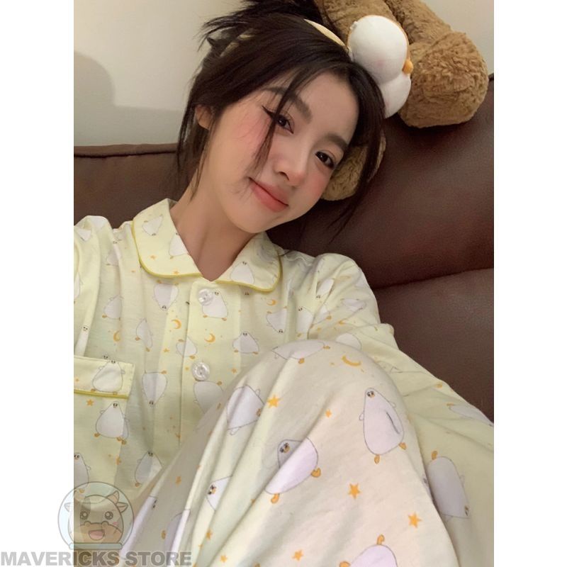Bộ Đồ Ngủ Hình Chim Cánh Cụt Dễ Thương Phong Cách Hàn Quốc Cho Nữ