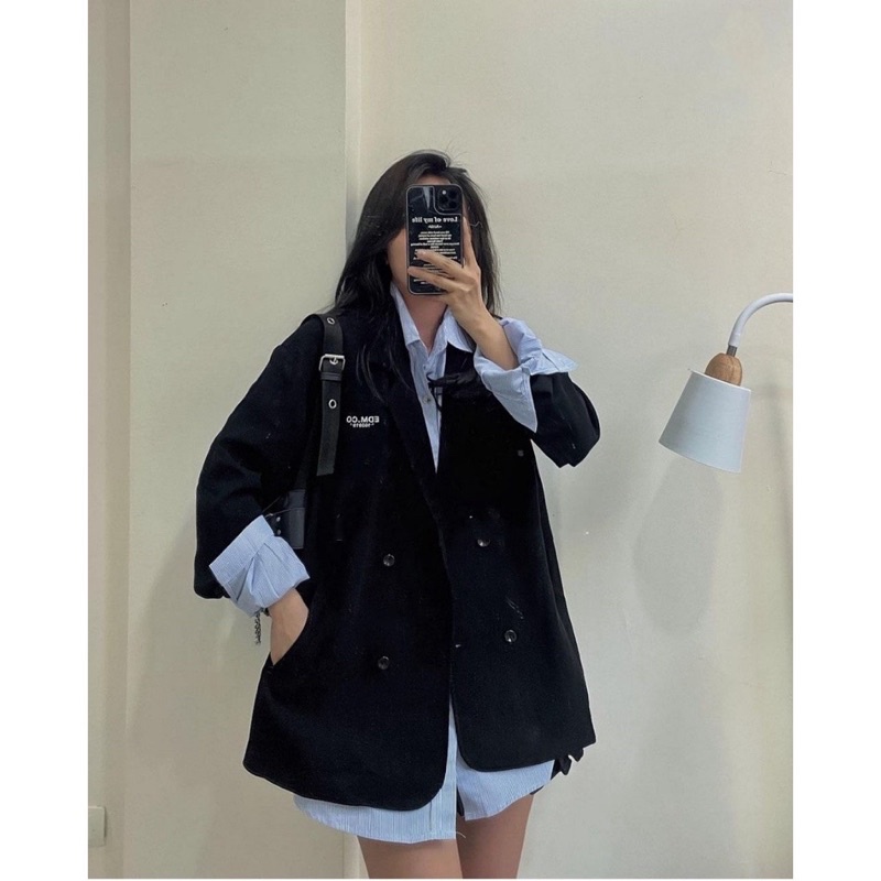 Áo blazer EDM, áo vest đen form rộng oversize cá tính phong cách Hàn Quốc Aimee closet