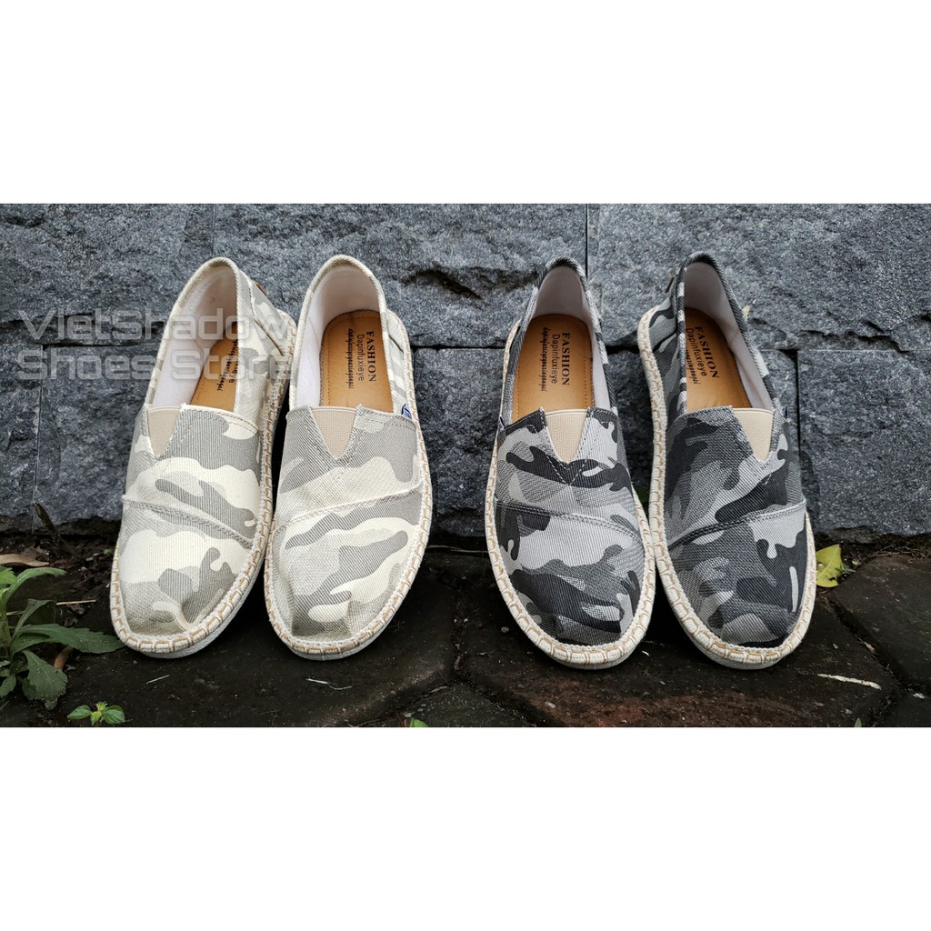 Slip on nam - Giày lười vải nam cao cấp - Vải thô màu rằn ri xám đậm và xám nhạt - Mã SP 2930 | BigBuy360 - bigbuy360.vn