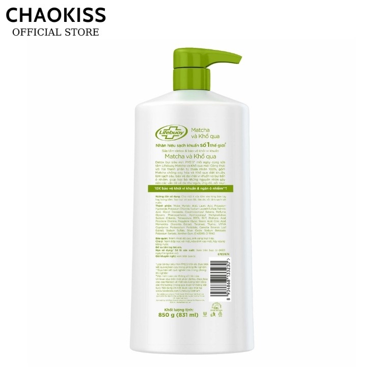 Sữa tắm Lifebuoy Detox Matcha và Than hoạt tính bạc hà bảo vệ khỏi vi khuẩn chai 800gr KÈM TẶNG THEO PHÂN LOẠI