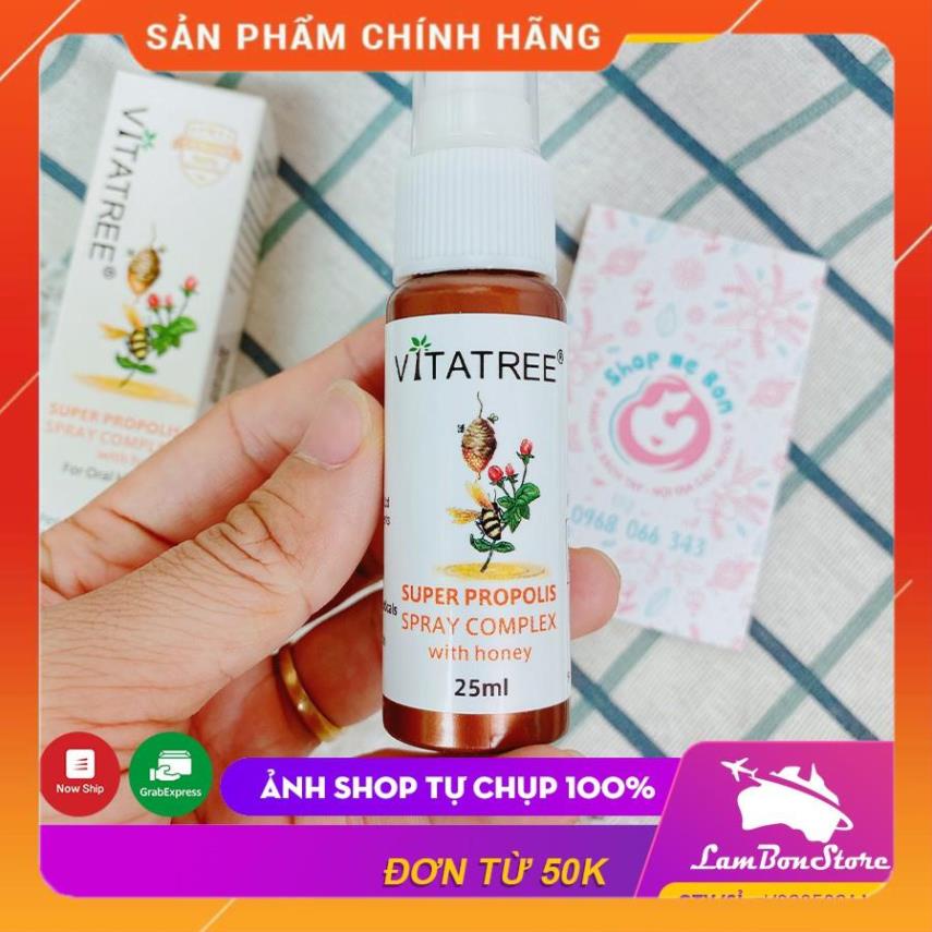 Chai Xịt Keo Ong hỗ trợ ho Vitatree 25ml mẫu mới 2021 chính hãng úc