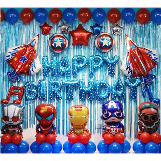 Set Bóng Bay Siêu Nhân Trang Trí (Tặng 20 Bóng Mũ, 5 Bóng Cầm Tay)