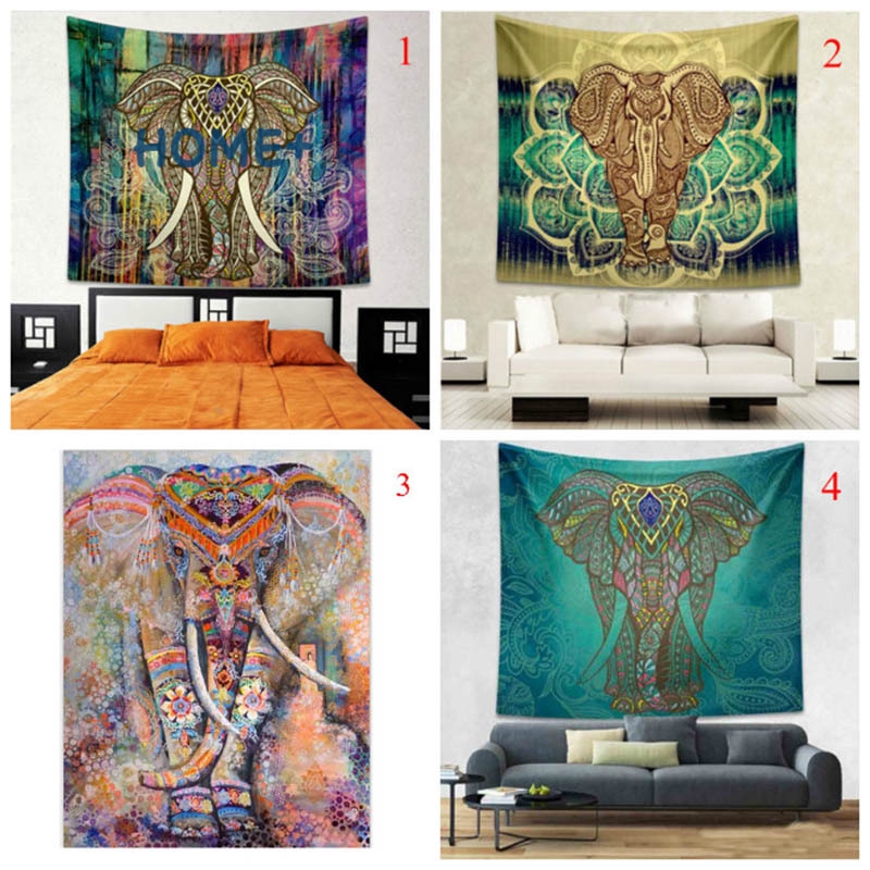 Indian Elephant Colorful Printed Mandala Decoration Aubusson Tapestry Religious Wall Decor Boho Bohemia Beach Blanket  @vn