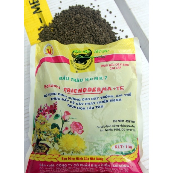 Gói 1 ký Phân đầu trâu hữu cơ Trichoderma + TE,dùng bón gốc