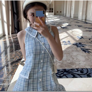 Váy dạ cổ yếm khuy ngọc xinh dành cho nữ  / Váy dạ taobao kèm ảnh thật