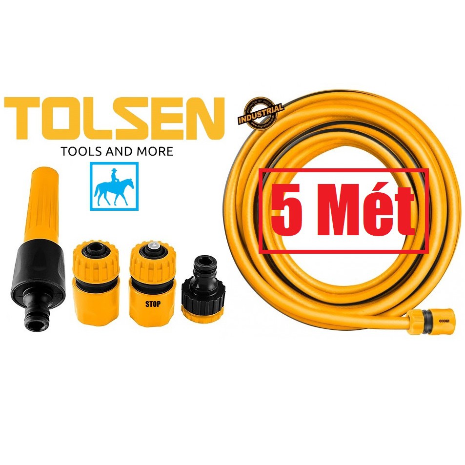 TOLSEN Bộ 5 mét ống vòi xịt rữa tưới cây khớp nối ống INGCO 57125