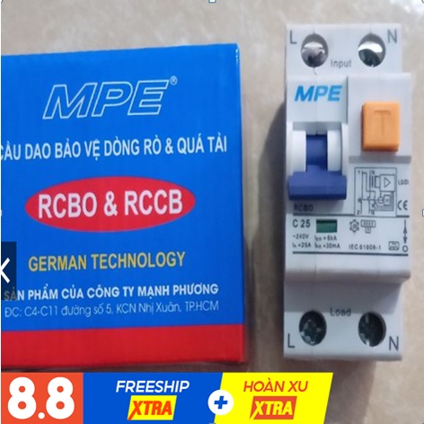 Aptomat chống giật MPE (25A-32A-40A-60A)