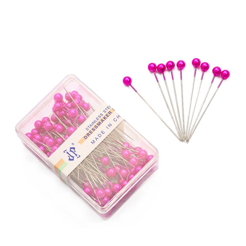 Hộp 100 Kim Ghim Đầu Tròn 36mm Nhiều Màu Sắc Dùng Trong May Mặc Diy