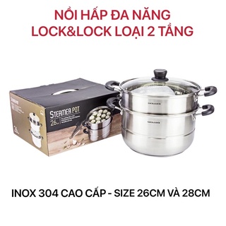 - nồi hấp đa năng lock and lock - loại 2 tầng - inox 304 - 2 size