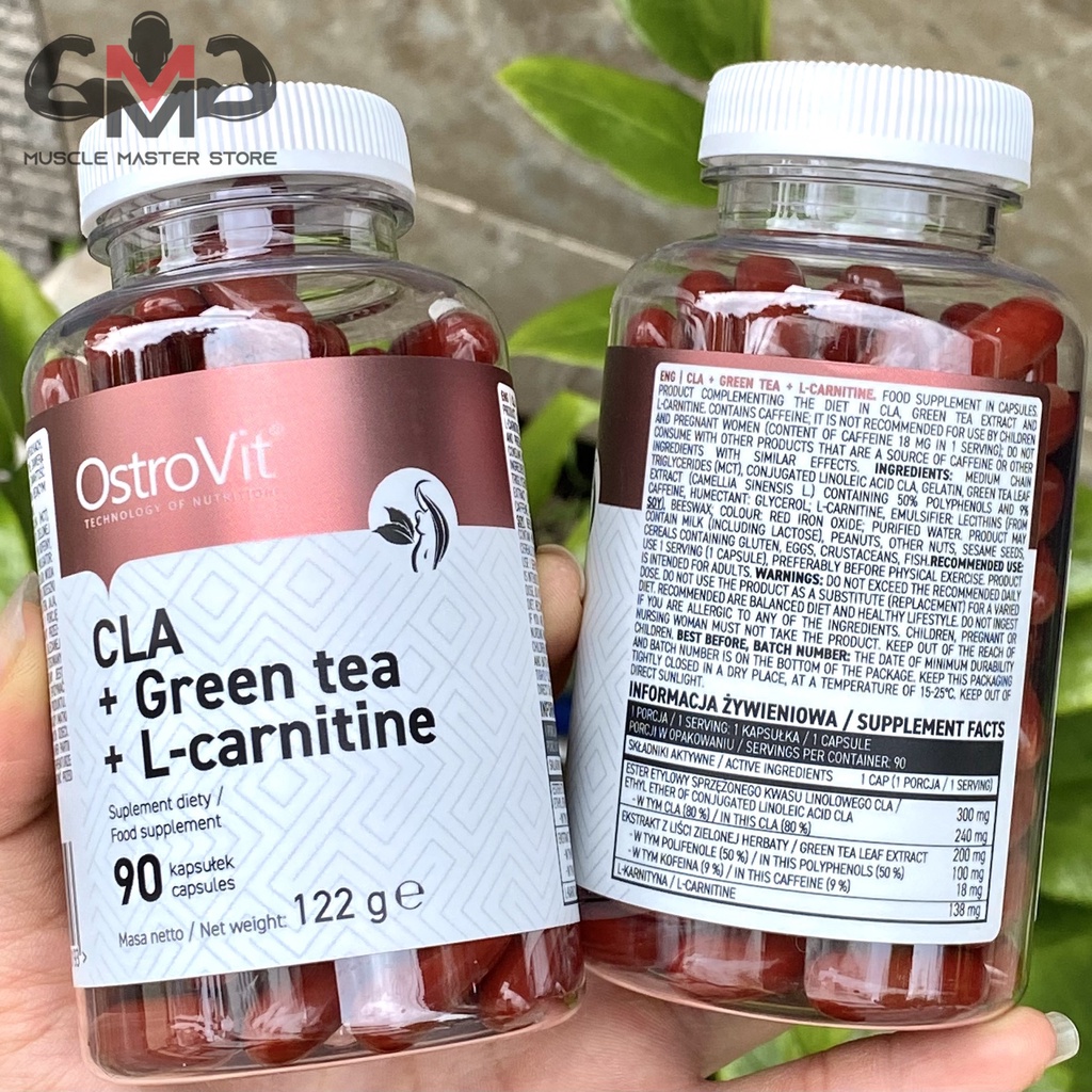 [CHÍNH HÃNG] Viên Giảm Mỡ Tự Nhiên Ostrovit CLA + Green Tea + L-Carnitine 90 Viên