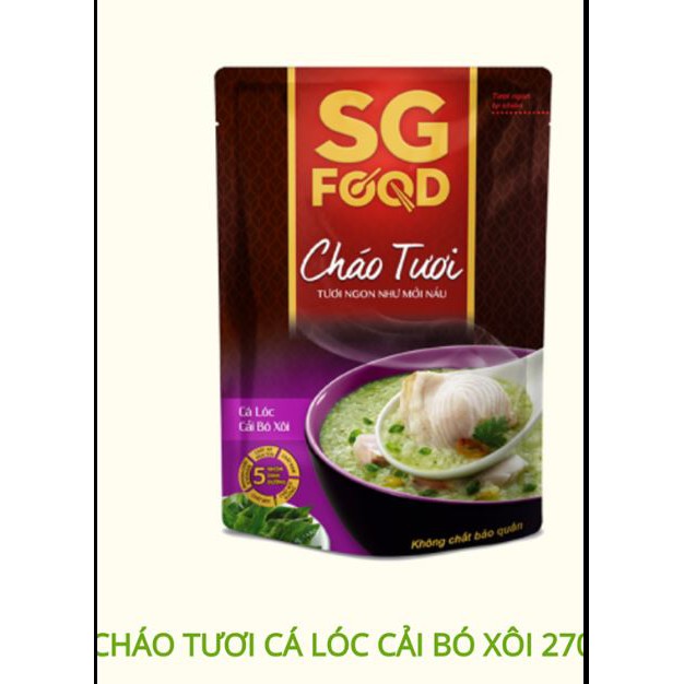 Cháo tươi Cá lóc cải bó xôi SG food