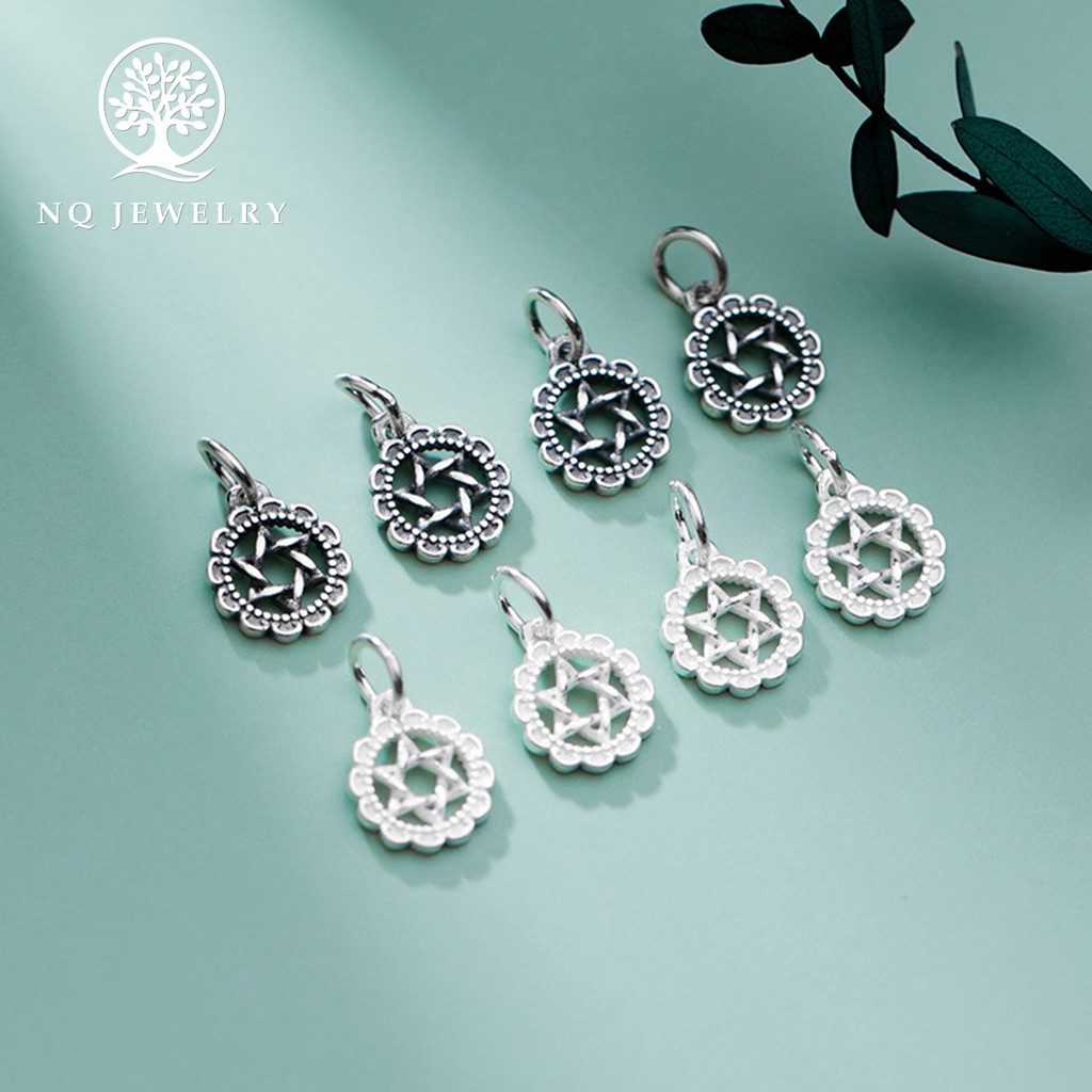 Charm bạc tròn ngôi sao treo - NQ Jewelry