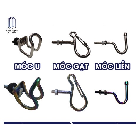 Móc Treo Đồ loại Dày cho xe máy Inox, Titan, 7 Màu cho mọi loại xe