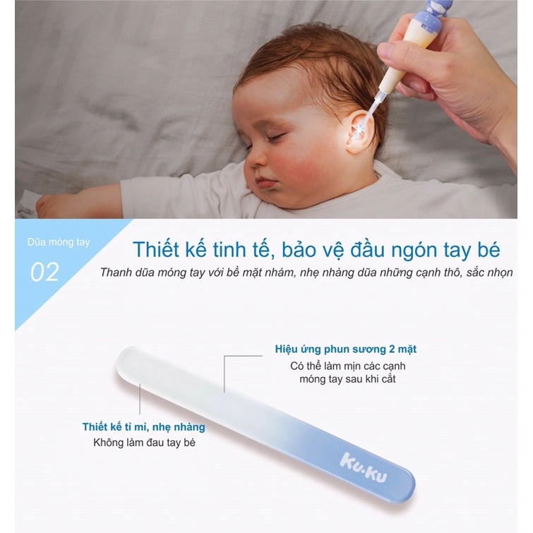 Hộp dụng cụ 5 món cắt móng tay và ráy tai cho bé KuKu KU3037