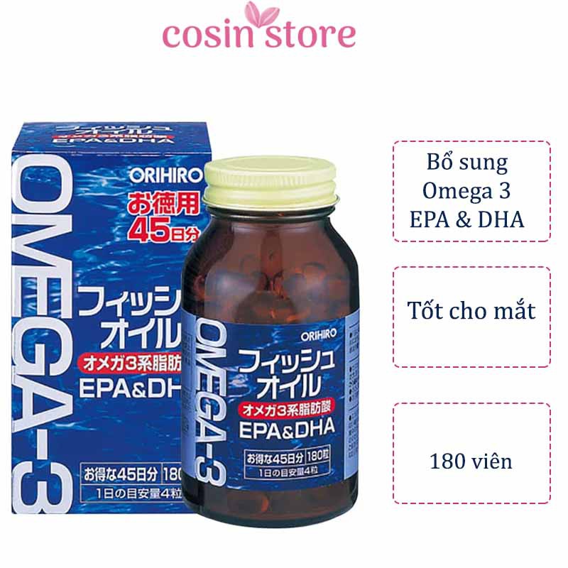 Viên Uống Dầu Cá Omega-3 Orihiro 180 viên