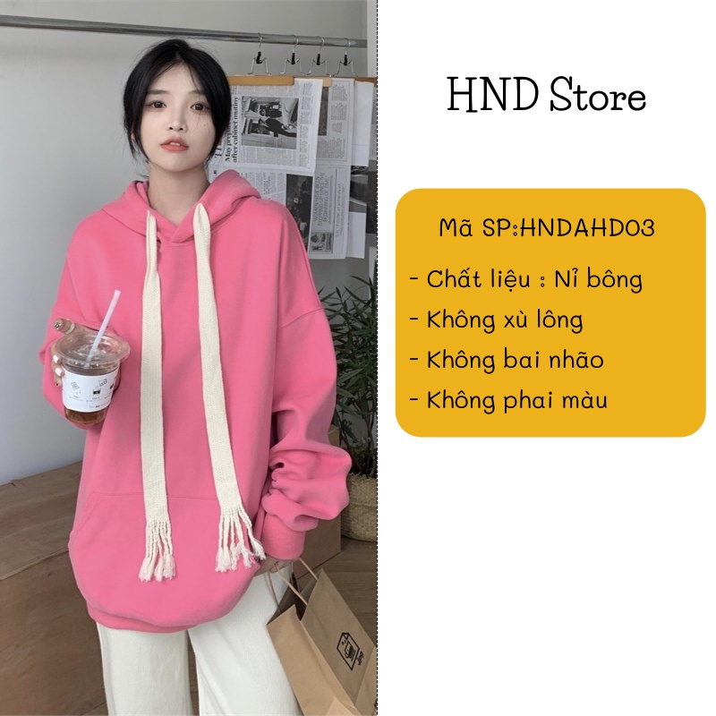 Áo hoodie nam nữ form rộng dây to màu trơn áo nỉ bông HNDHD03 | BigBuy360 - bigbuy360.vn