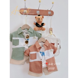 Set sơ mi pha thân 3ct bé trai