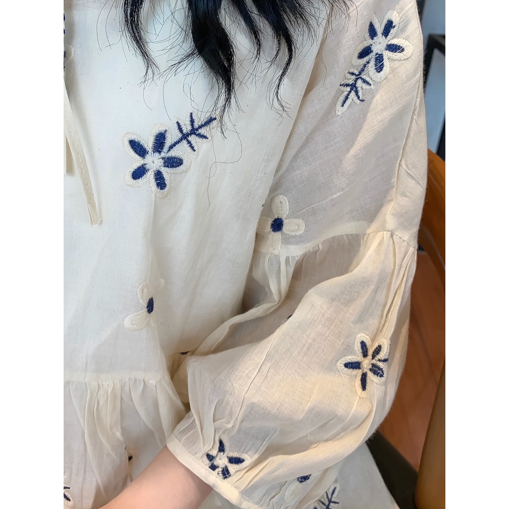 VÁY BABYDOLL BE HOA THÊU NAVY | BigBuy360 - bigbuy360.vn