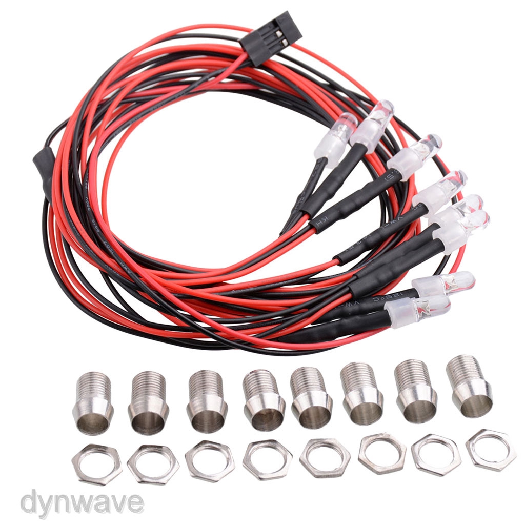 [DYNWAVE] 8pcs LED Light Headlight Kit for 1/5 1/8 1/10 1/12 1/16 RC Car Truck Model